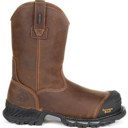 Georgia Men's Rumbler 10" Composite Toe Waterproof Pull-On Work Boot-Brown- GB00286
