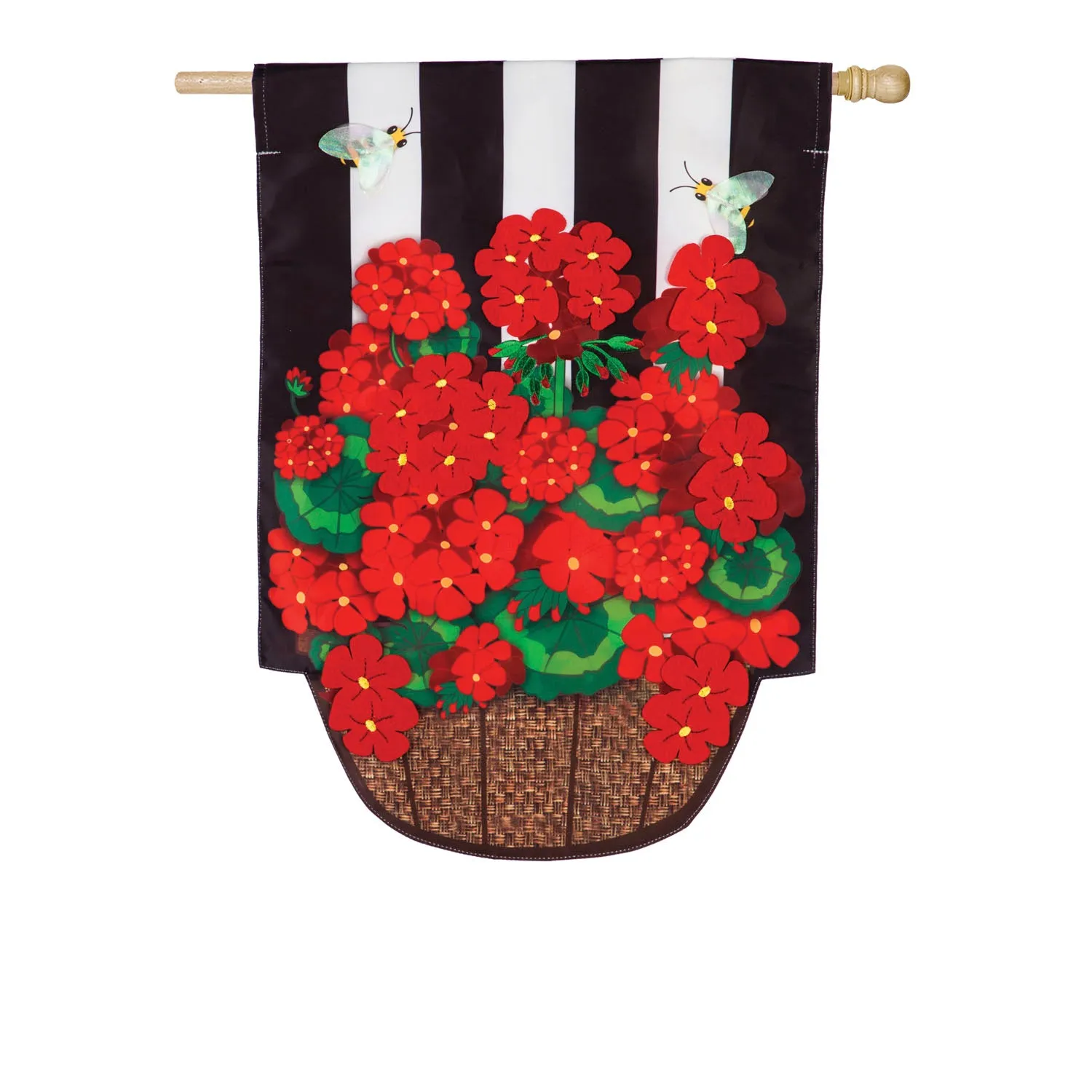 Geranium Basket Stripe House Applique Flag,159014