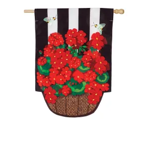 Geranium Basket Stripe House Applique Flag,159014