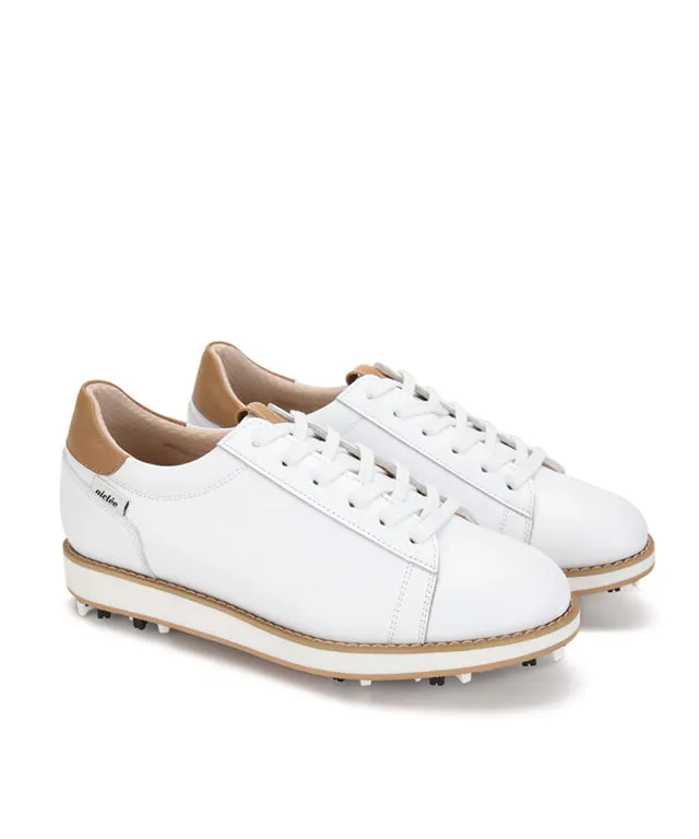 Giclee Unisex Classy Daily Prayer Premium Leather Golf Shoes with Spikes - White