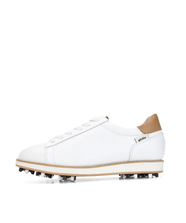 Giclee Unisex Classy Daily Prayer Premium Leather Golf Shoes with Spikes - White
