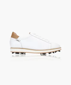 Giclee Unisex Classy Daily Prayer Premium Leather Golf Shoes with Spikes - White