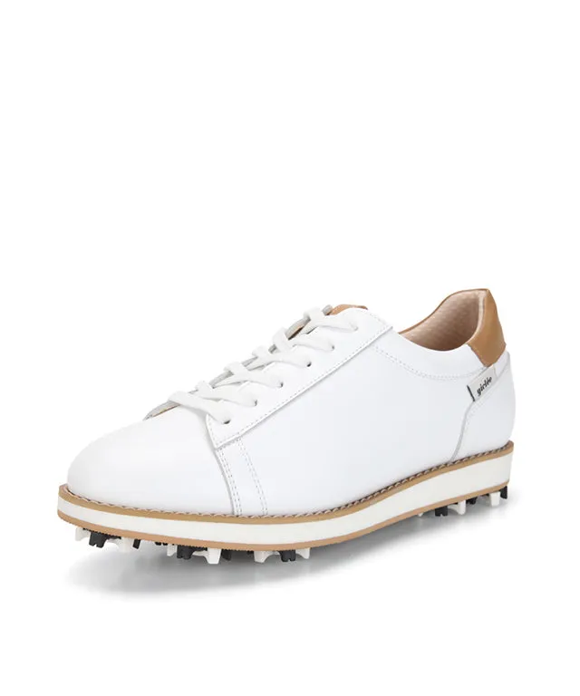 Giclee Unisex Classy Daily Prayer Premium Leather Golf Shoes with Spikes - White