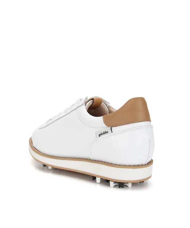 Giclee Unisex Classy Daily Prayer Premium Leather Golf Shoes with Spikes - White