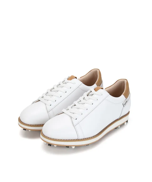 Giclee Unisex Classy Daily Prayer Premium Leather Golf Shoes with Spikes - White