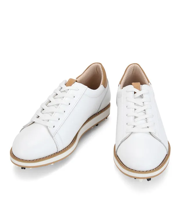Giclee Unisex Classy Daily Prayer Premium Leather Golf Shoes with Spikes - White