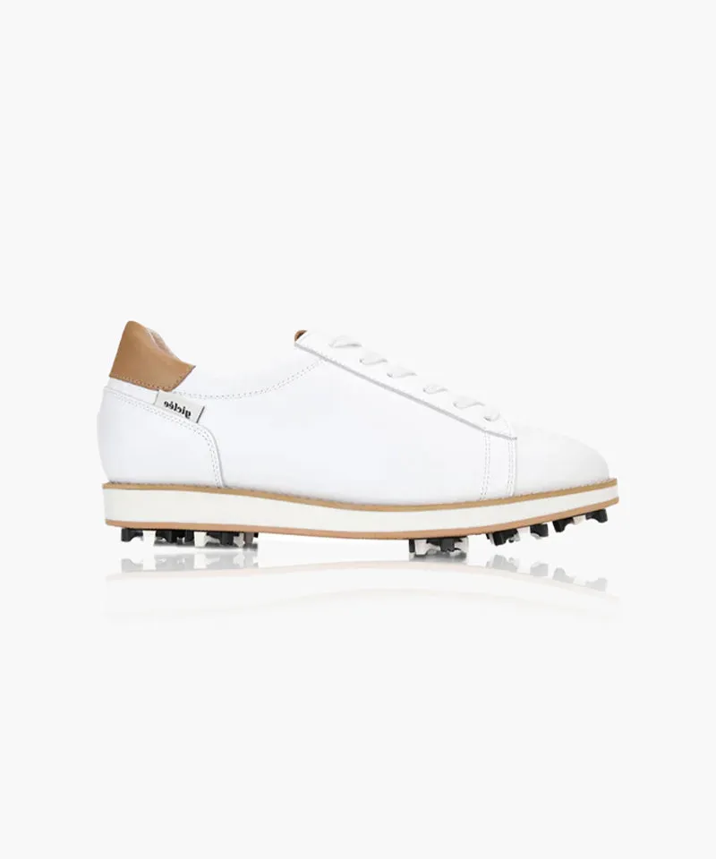 Giclee Unisex Classy Daily Prayer Premium Leather Golf Shoes with Spikes - White