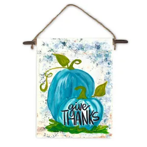 Give Thanks Blue Pumpkins Mini Wall Hanging