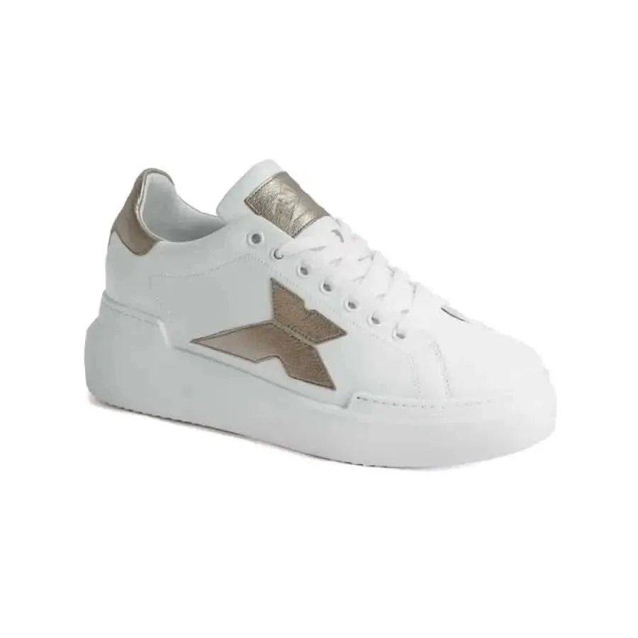 Gold Laced Leather Sneaky Women Sneakers for Spring Summer