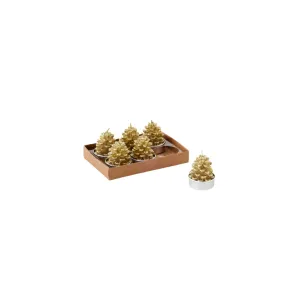 Gold Pinecone Tea Lights