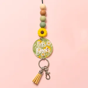 Golden Harvest Floral Acrylic Lanyard