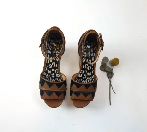 Gorman brown and black leather wedge heels size 36