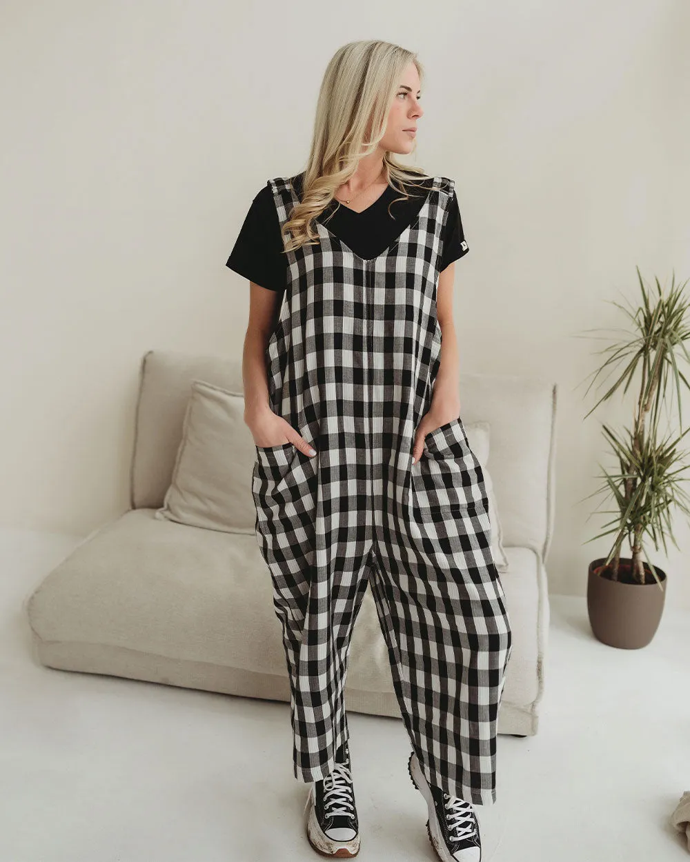Grace Check & Stripe Reversible Dungarees
