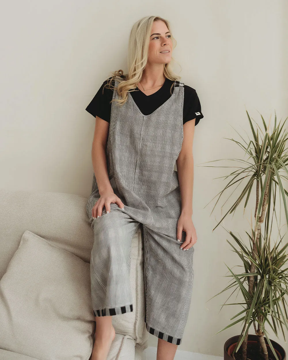 Grace Check & Stripe Reversible Dungarees