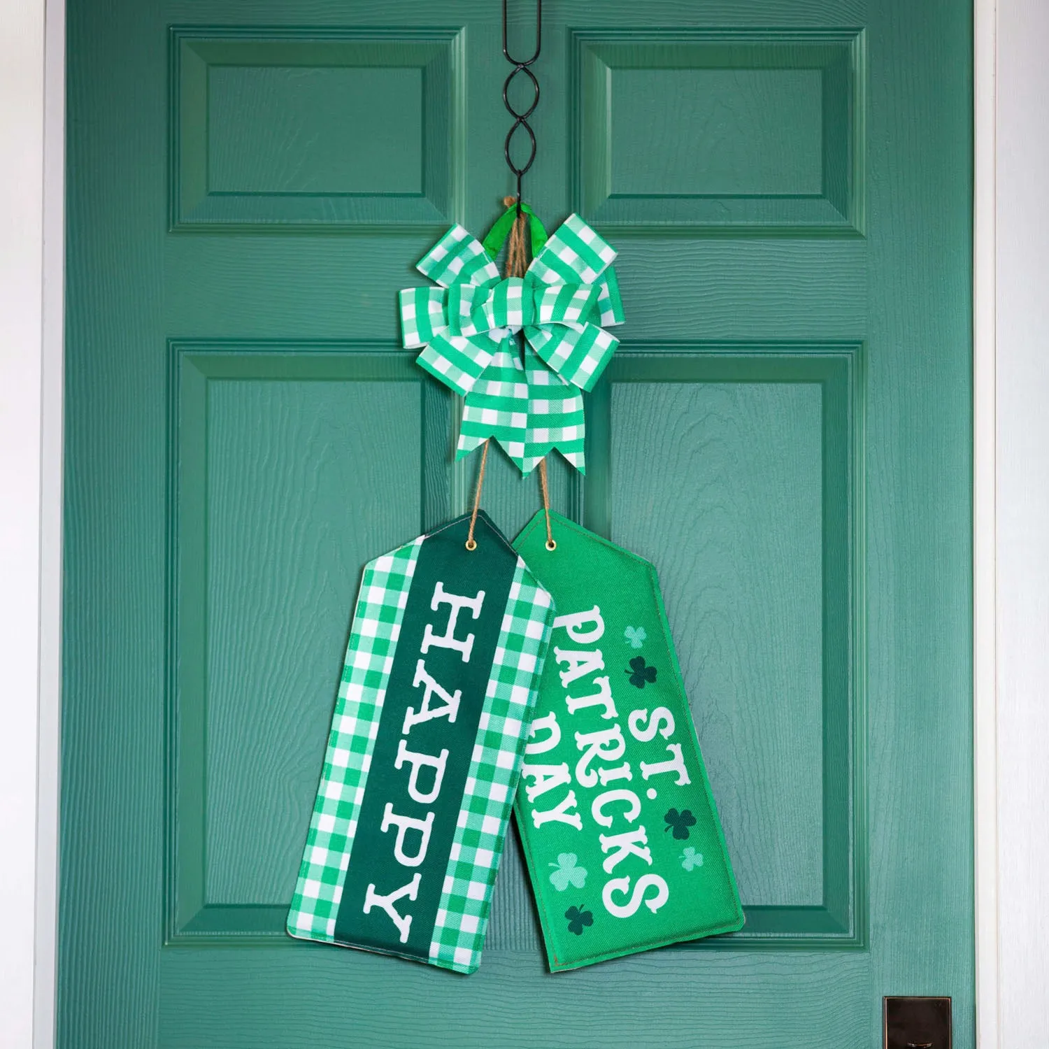 Green Plaid Door Tag Bow,2dtb2224