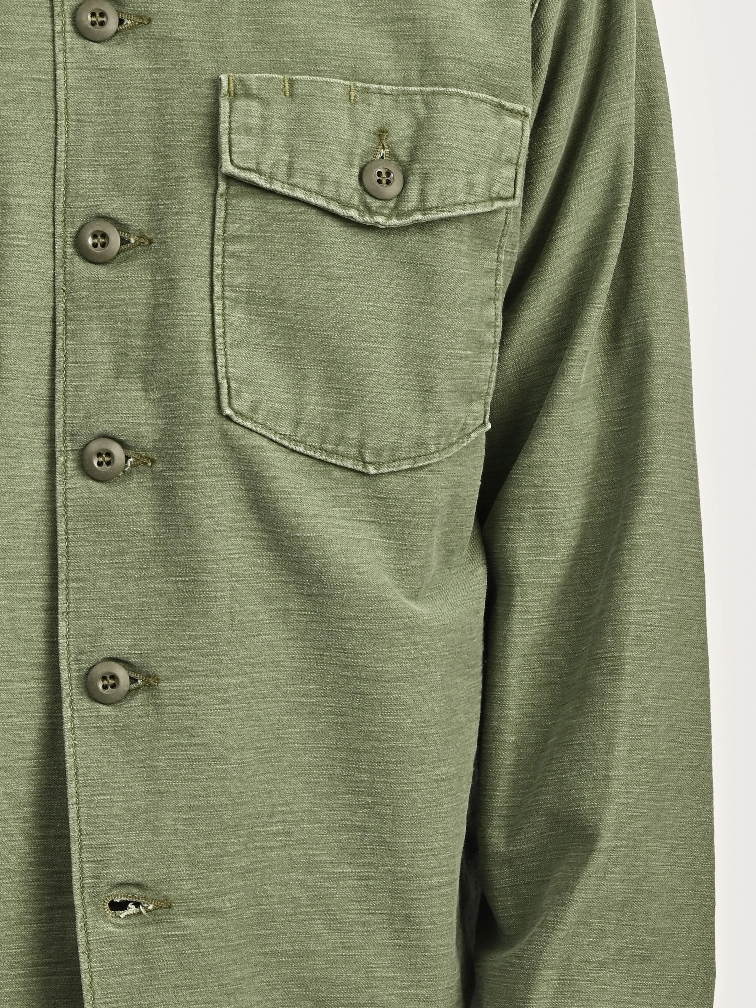 Green Used Wash U.S Army Fatigue Shirt