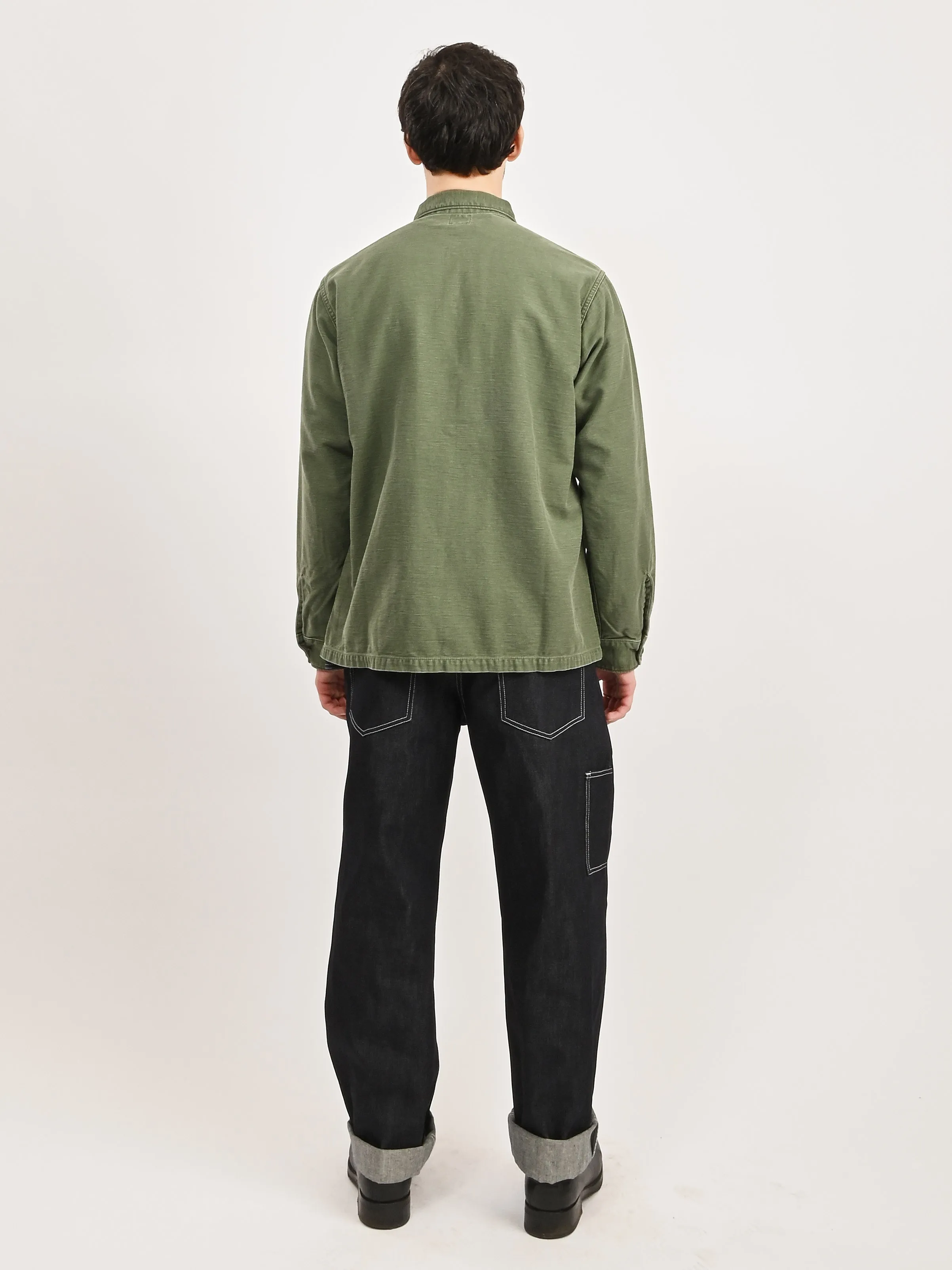Green Used Wash U.S Army Fatigue Shirt