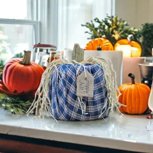 Handcrafted Fabric Pumpkins with Raffia on Top