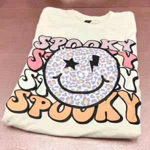Happy Face Stacked Spooky Fit Tee Shirt
