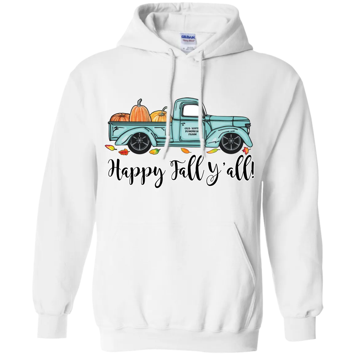 Happy Fall Y’all Pumpkin Farm Hoodie – Cozy Autumn Truck Design on a Gildan Hoodie
