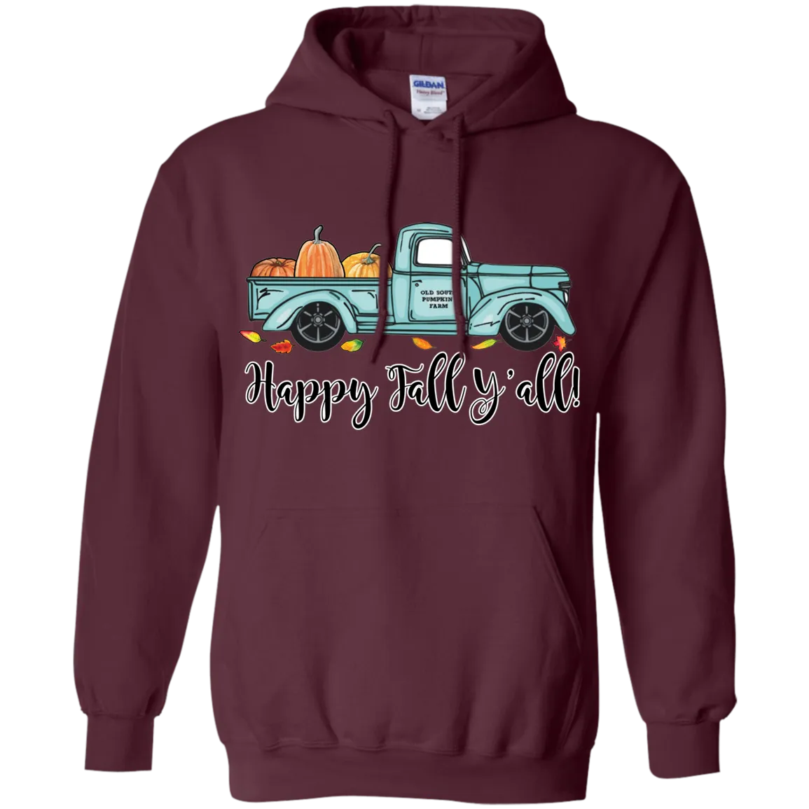 Happy Fall Y’all Pumpkin Farm Hoodie – Cozy Autumn Truck Design on a Gildan Hoodie