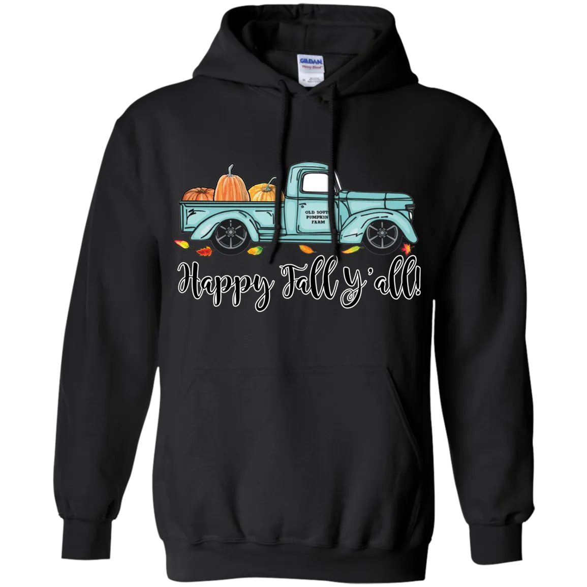 Happy Fall Y’all Pumpkin Farm Hoodie – Cozy Autumn Truck Design on a Gildan Hoodie