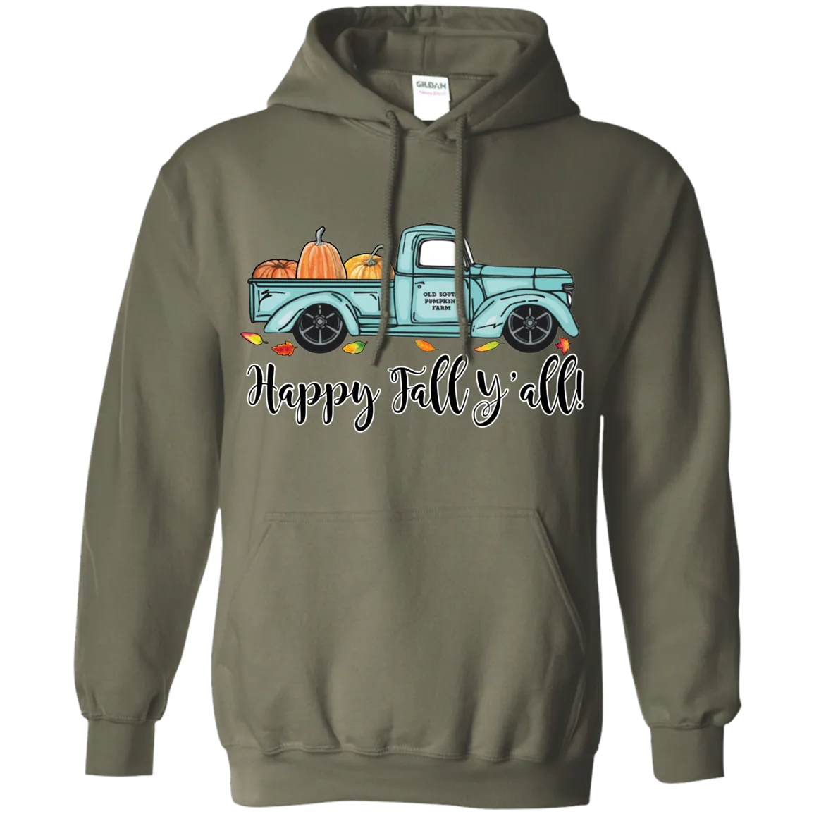 Happy Fall Y’all Pumpkin Farm Hoodie – Cozy Autumn Truck Design on a Gildan Hoodie
