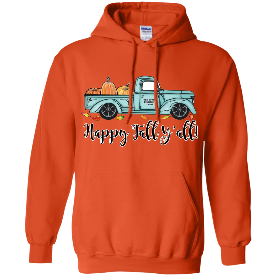 Happy Fall Y’all Pumpkin Farm Hoodie – Cozy Autumn Truck Design on a Gildan Hoodie