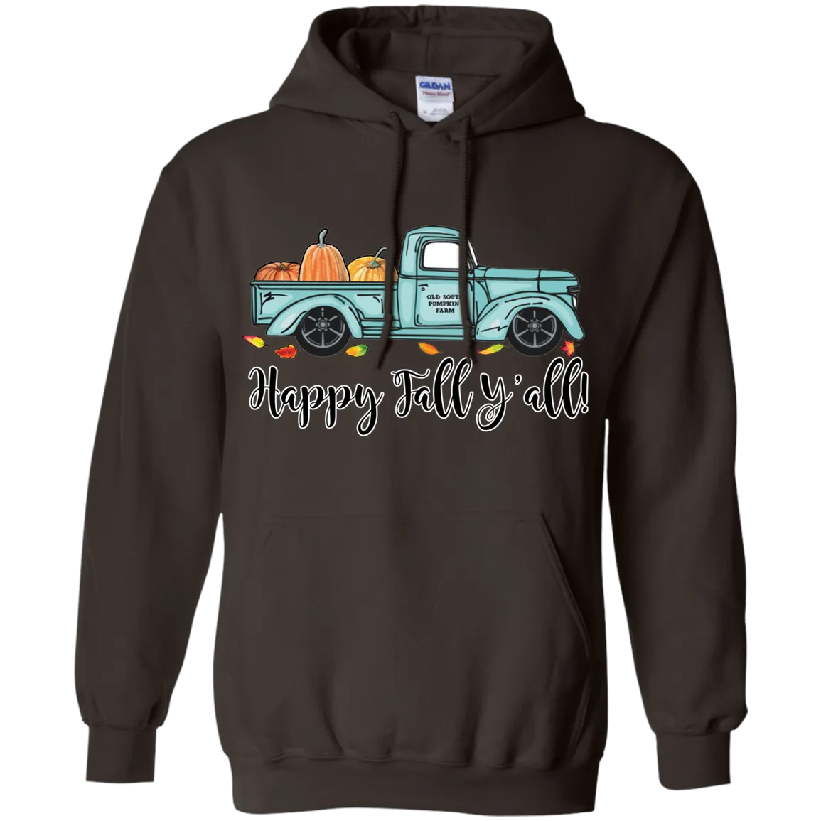 Happy Fall Y’all Pumpkin Farm Hoodie – Cozy Autumn Truck Design on a Gildan Hoodie