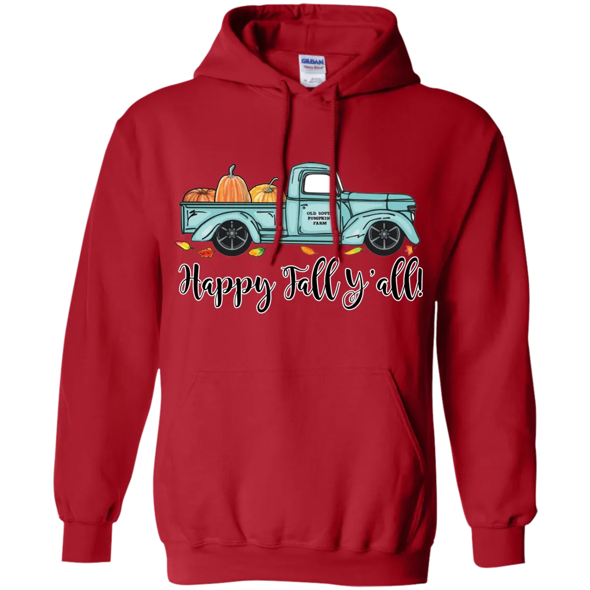 Happy Fall Y’all Pumpkin Farm Hoodie – Cozy Autumn Truck Design on a Gildan Hoodie