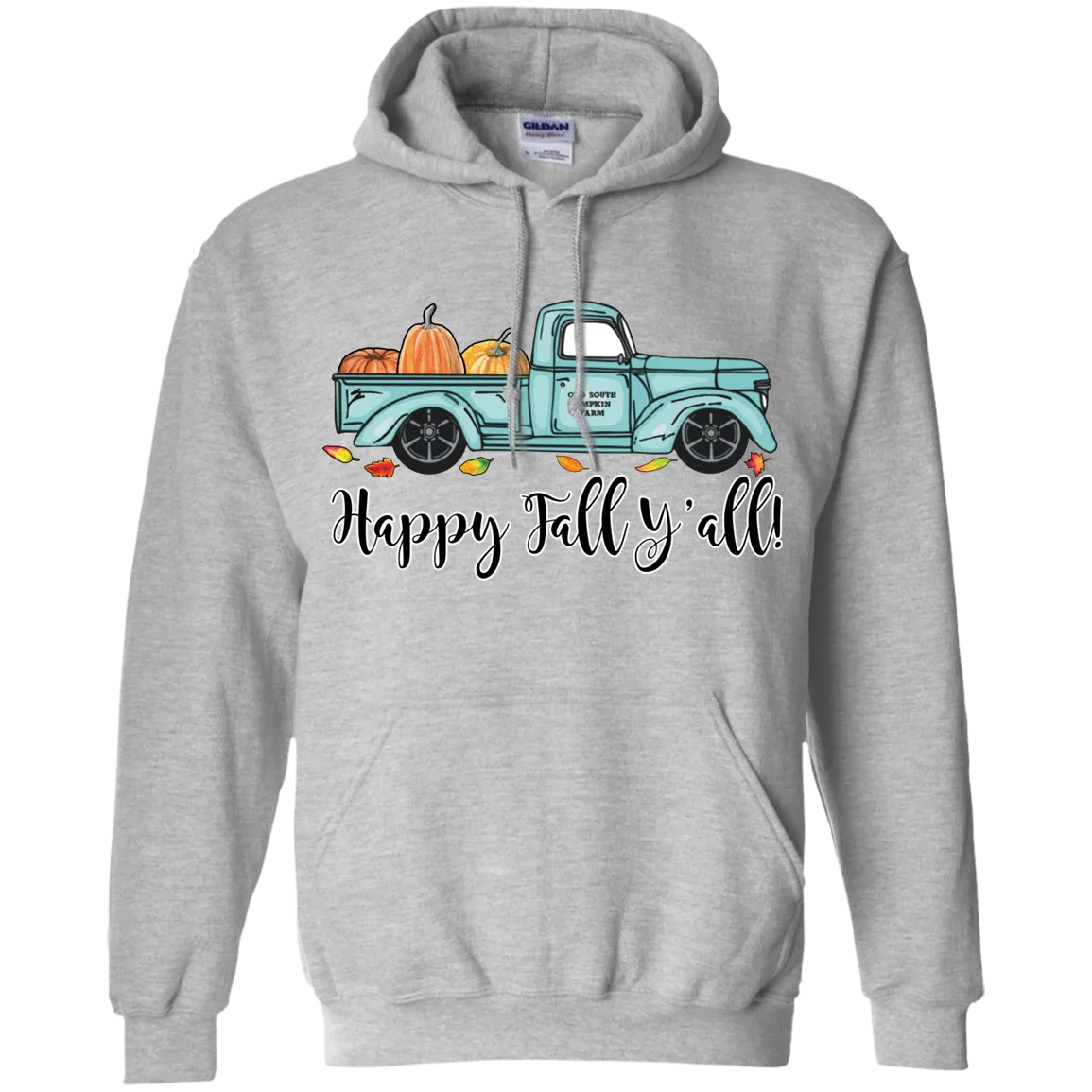 Happy Fall Y’all Pumpkin Farm Hoodie – Cozy Autumn Truck Design on a Gildan Hoodie