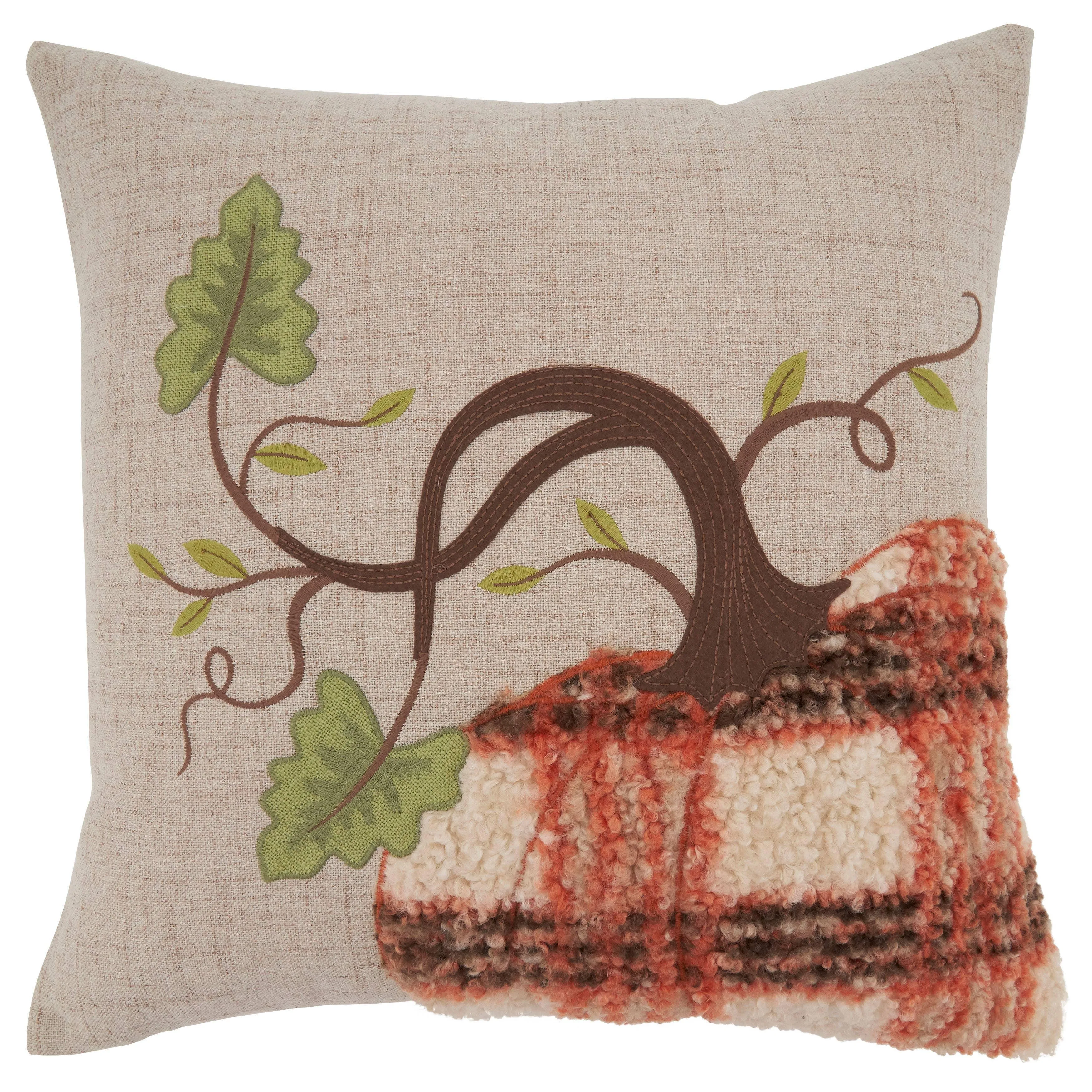 Harvest Plaid Pumpkin Pillow
