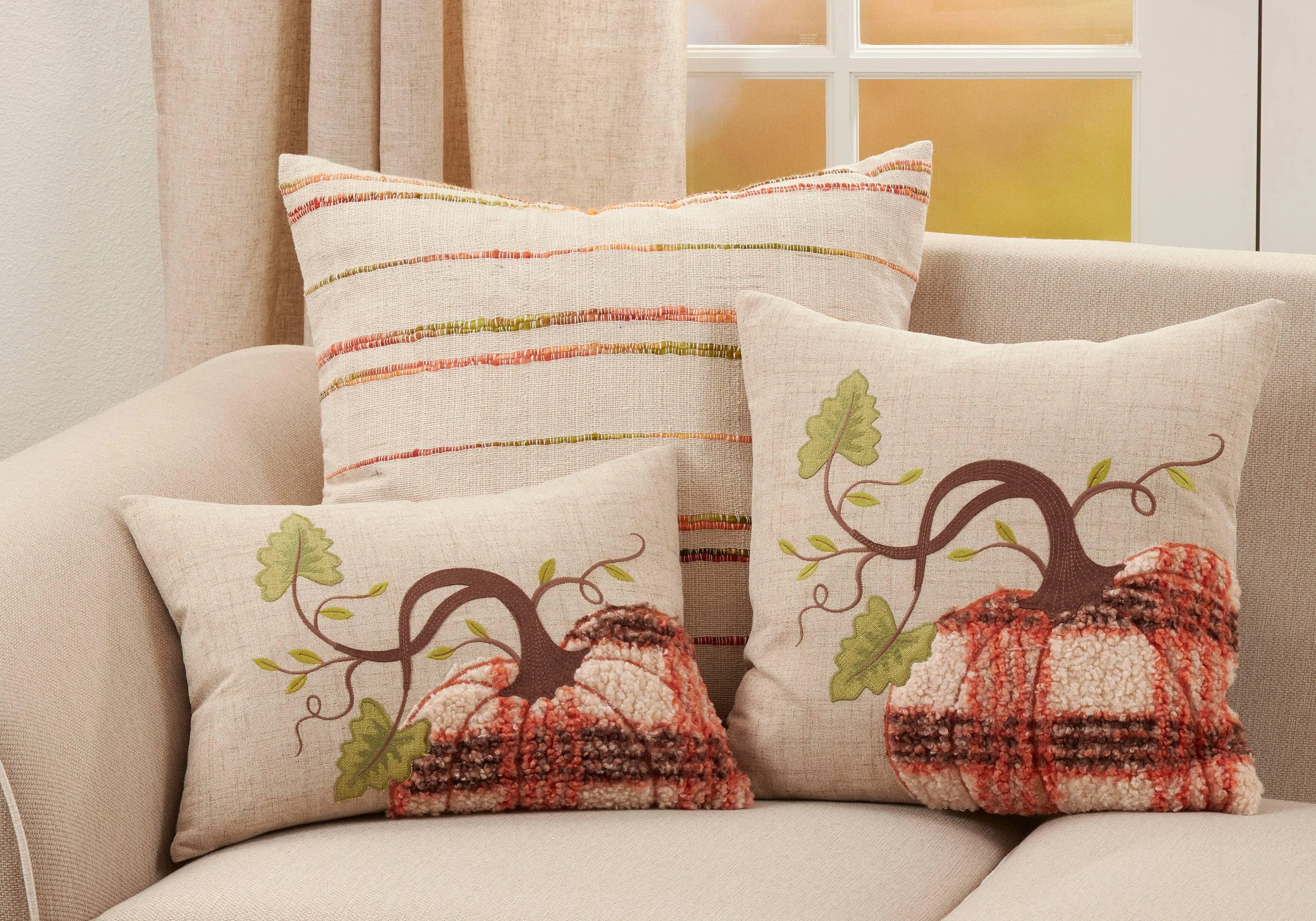 Harvest Plaid Pumpkin Pillow
