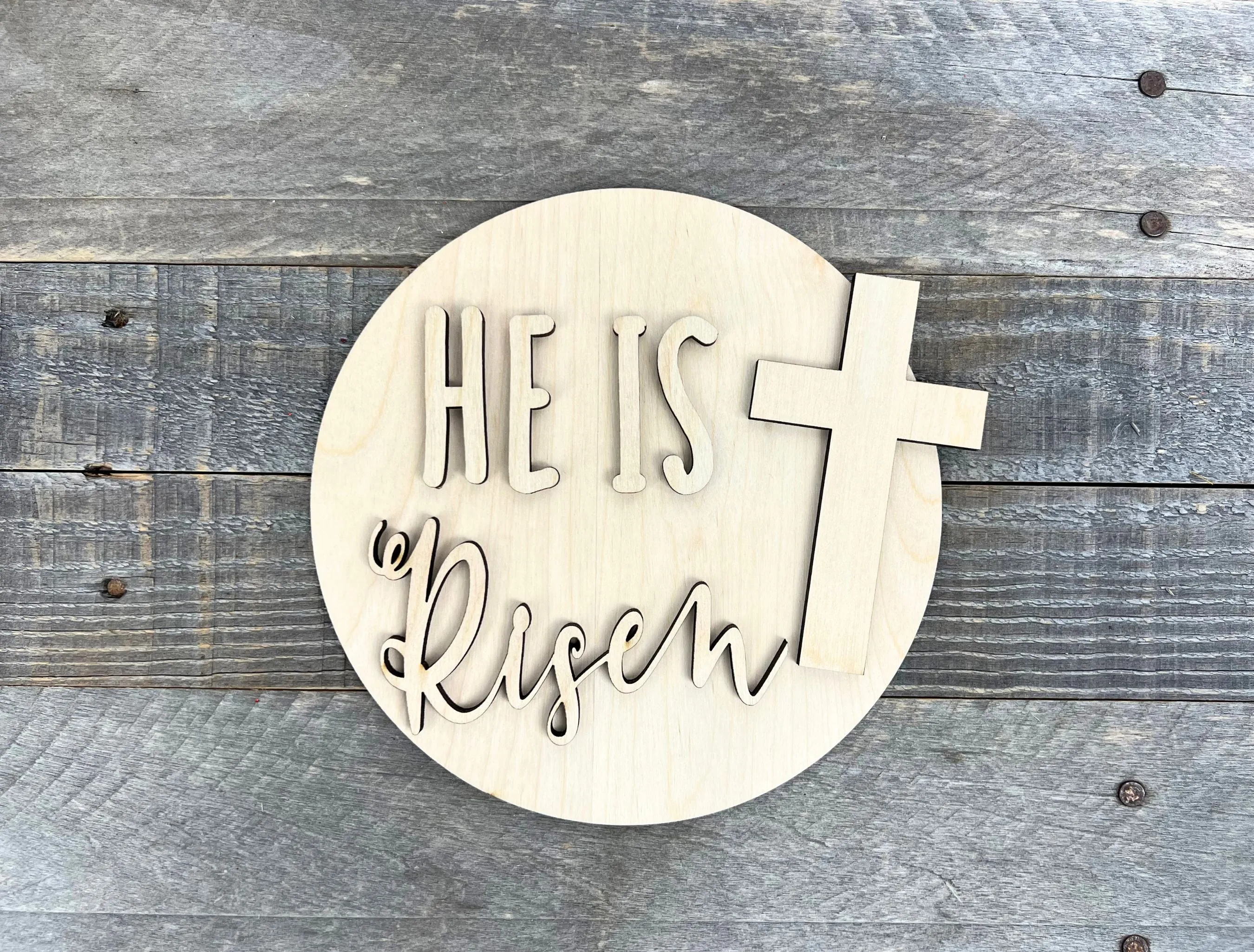 He is Risen Religious DIY Round Insert for The Emma Interchangeable Shelf Sitter