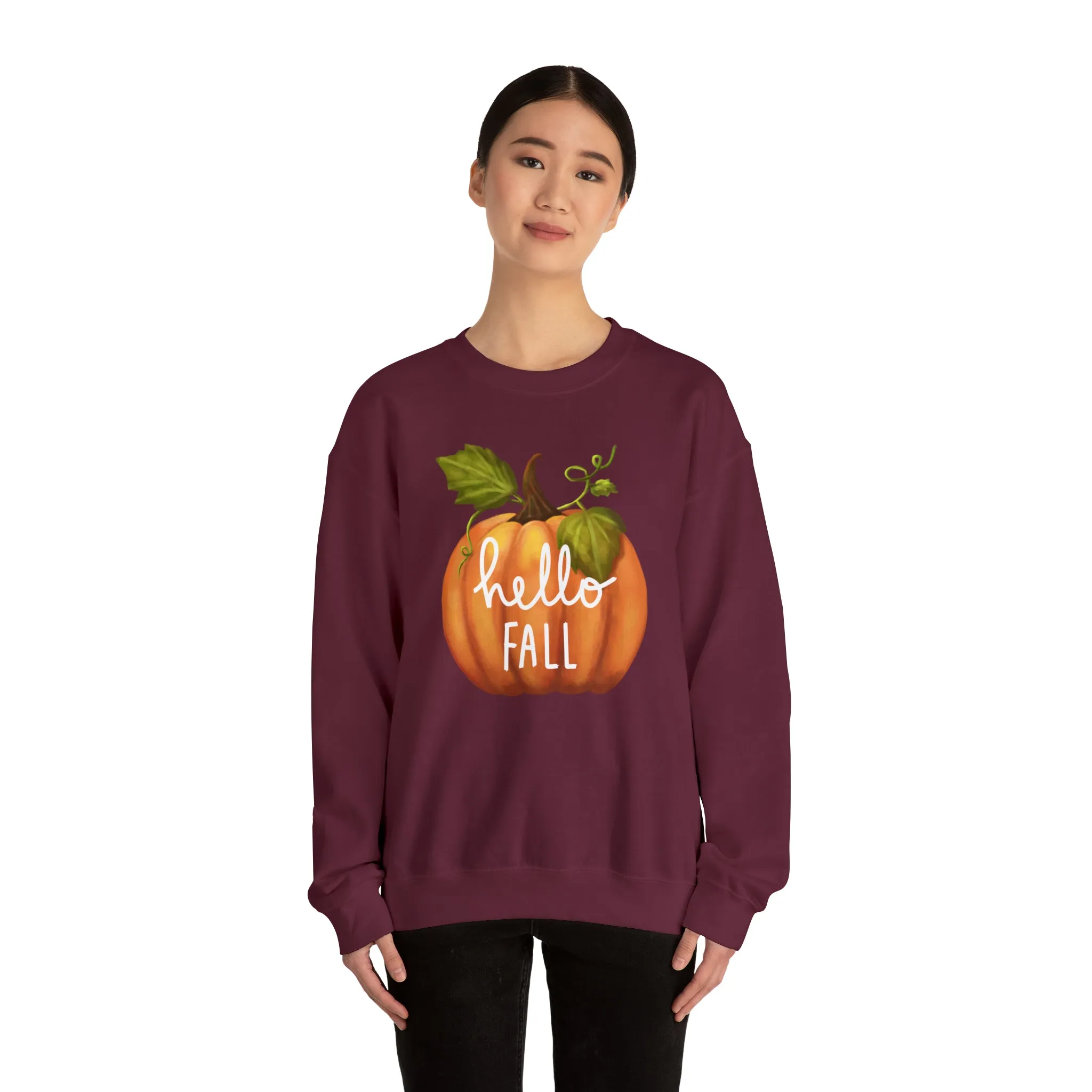 Hello Fall Sweatshirt, Autumn Pumpkin Shirt , Happy Pumpkin Sweatshirt, Womens Fall Season Shirt, Fall Unisex Heavy Blend