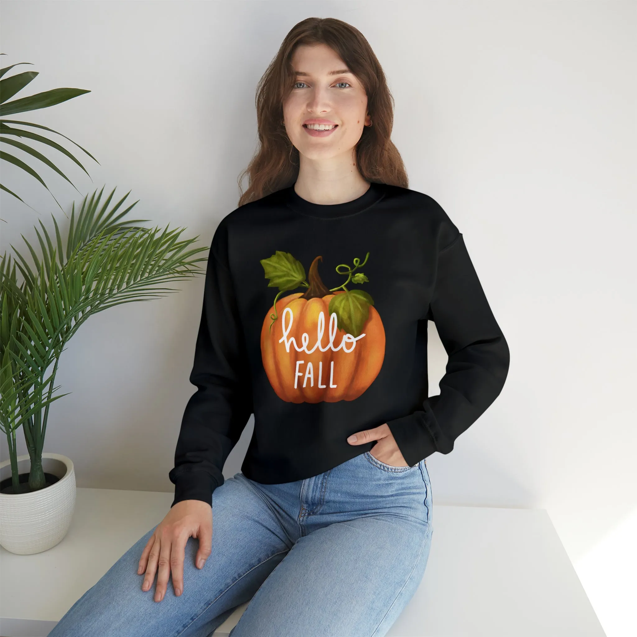 Hello Fall Sweatshirt, Autumn Pumpkin Shirt , Happy Pumpkin Sweatshirt, Womens Fall Season Shirt, Fall Unisex Heavy Blend