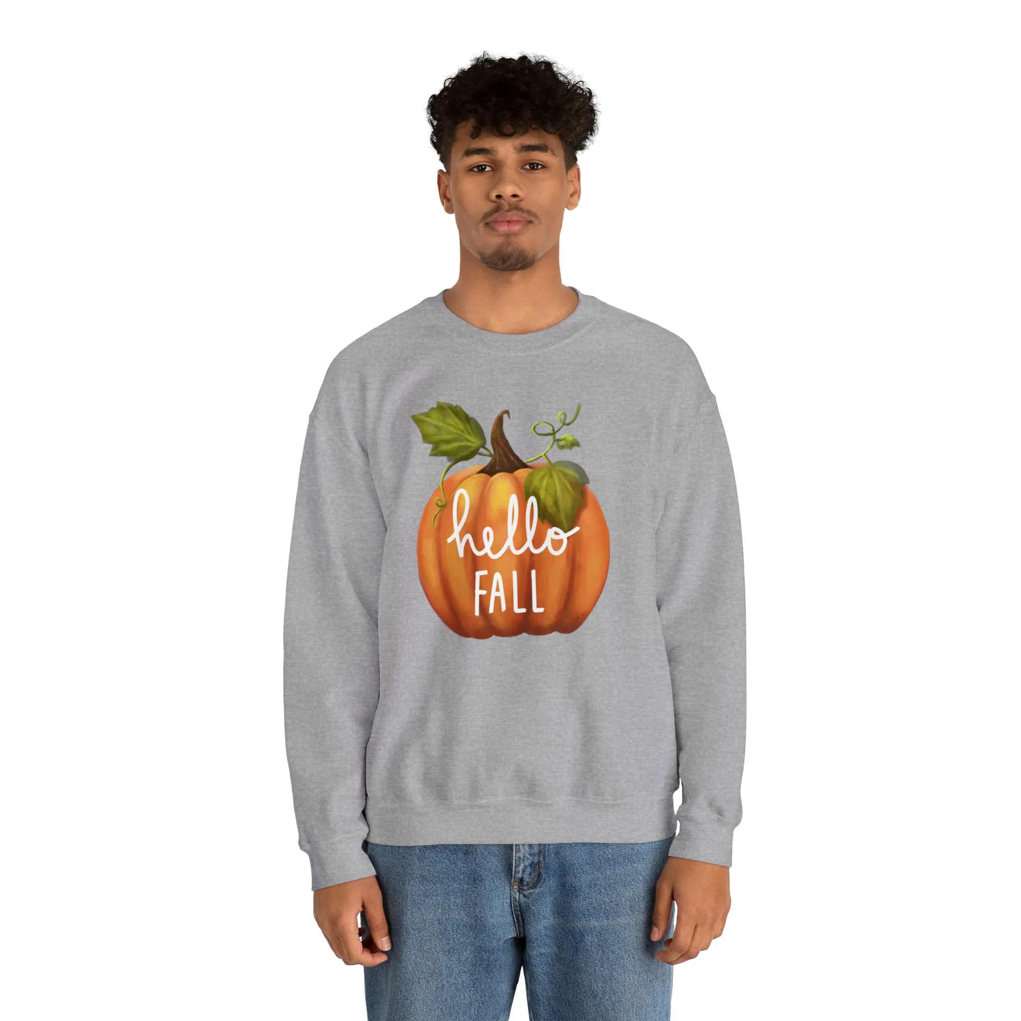 Hello Fall Sweatshirt, Autumn Pumpkin Shirt , Happy Pumpkin Sweatshirt, Womens Fall Season Shirt, Fall Unisex Heavy Blend