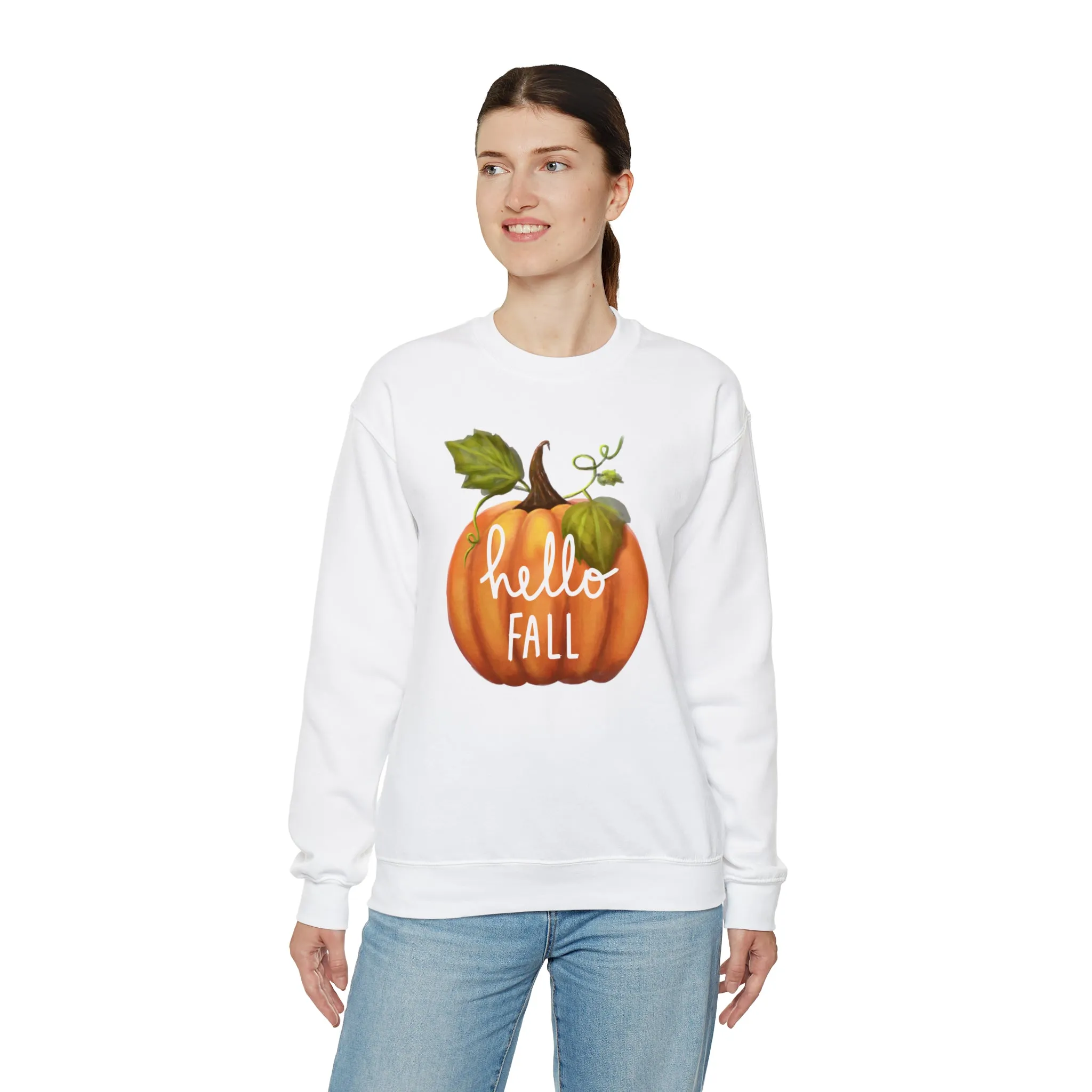 Hello Fall Sweatshirt, Autumn Pumpkin Shirt , Happy Pumpkin Sweatshirt, Womens Fall Season Shirt, Fall Unisex Heavy Blend