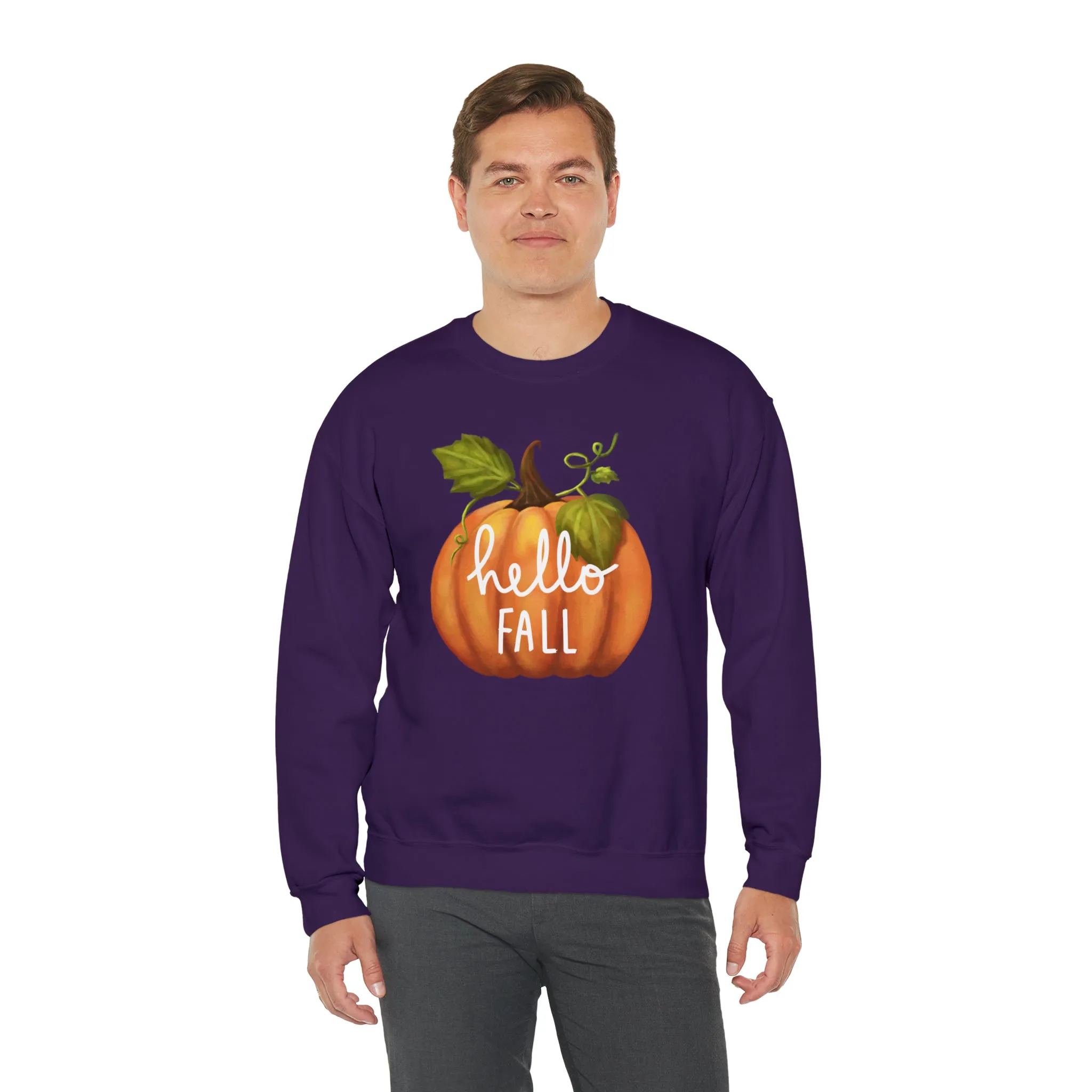 Hello Fall Sweatshirt, Autumn Pumpkin Shirt , Happy Pumpkin Sweatshirt, Womens Fall Season Shirt, Fall Unisex Heavy Blend