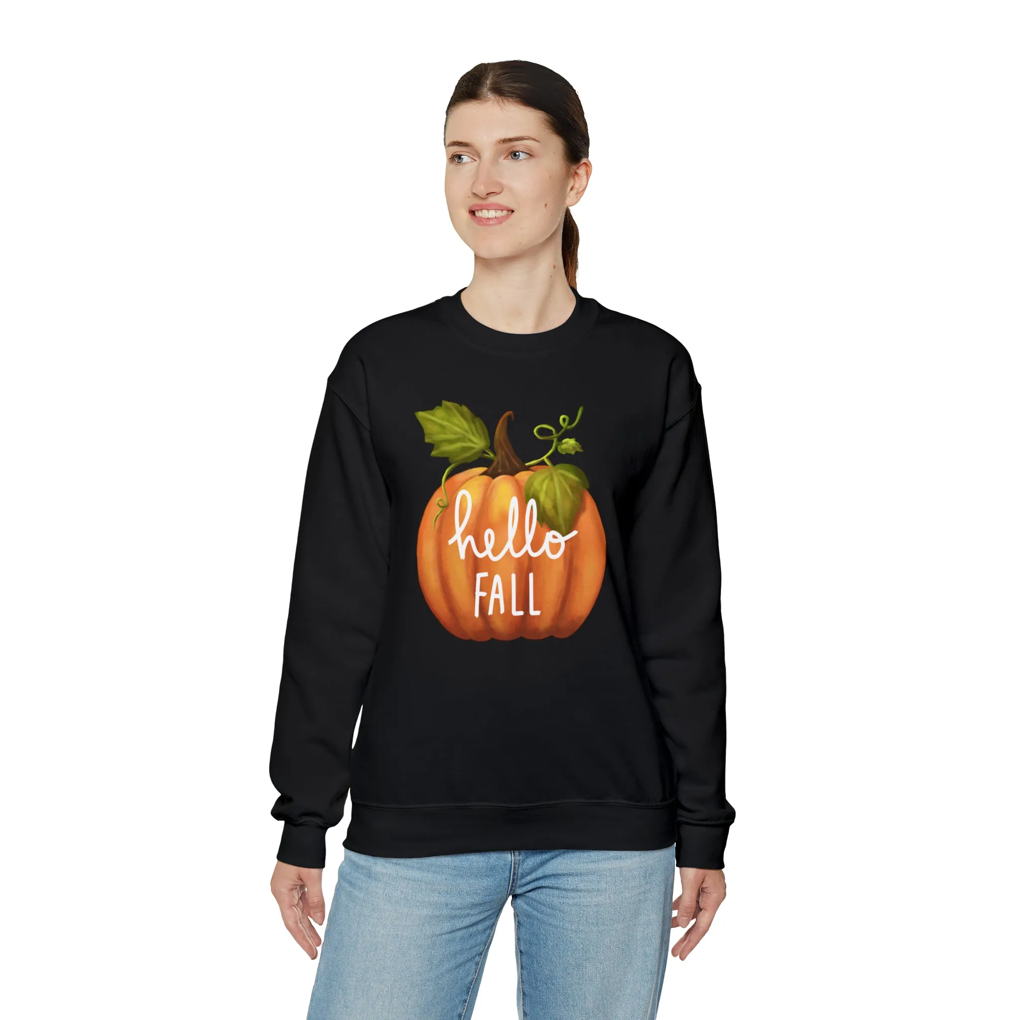Hello Fall Sweatshirt, Autumn Pumpkin Shirt , Happy Pumpkin Sweatshirt, Womens Fall Season Shirt, Fall Unisex Heavy Blend