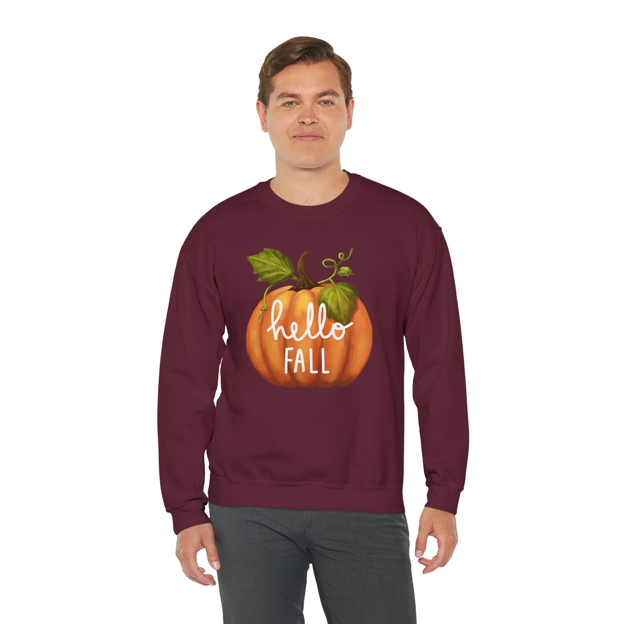 Hello Fall Sweatshirt, Autumn Pumpkin Shirt , Happy Pumpkin Sweatshirt, Womens Fall Season Shirt, Fall Unisex Heavy Blend