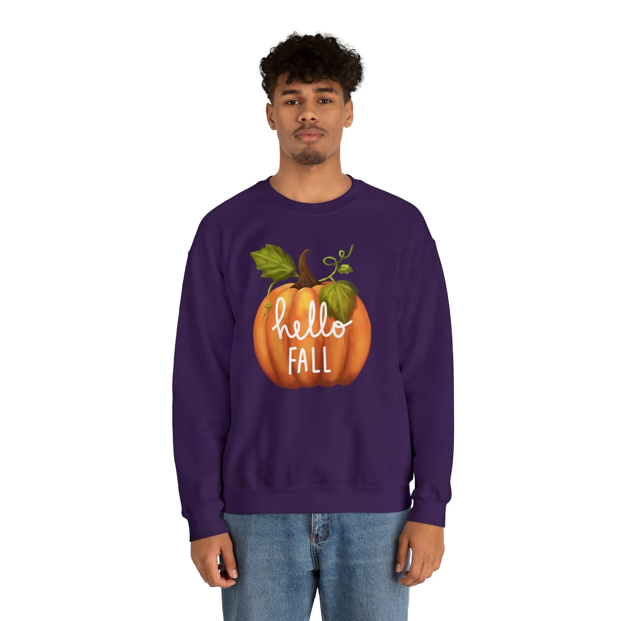 Hello Fall Sweatshirt, Autumn Pumpkin Shirt , Happy Pumpkin Sweatshirt, Womens Fall Season Shirt, Fall Unisex Heavy Blend