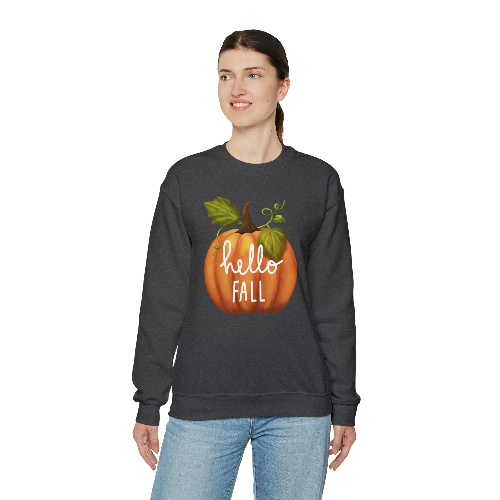 Hello Fall Sweatshirt, Autumn Pumpkin Shirt , Happy Pumpkin Sweatshirt, Womens Fall Season Shirt, Fall Unisex Heavy Blend