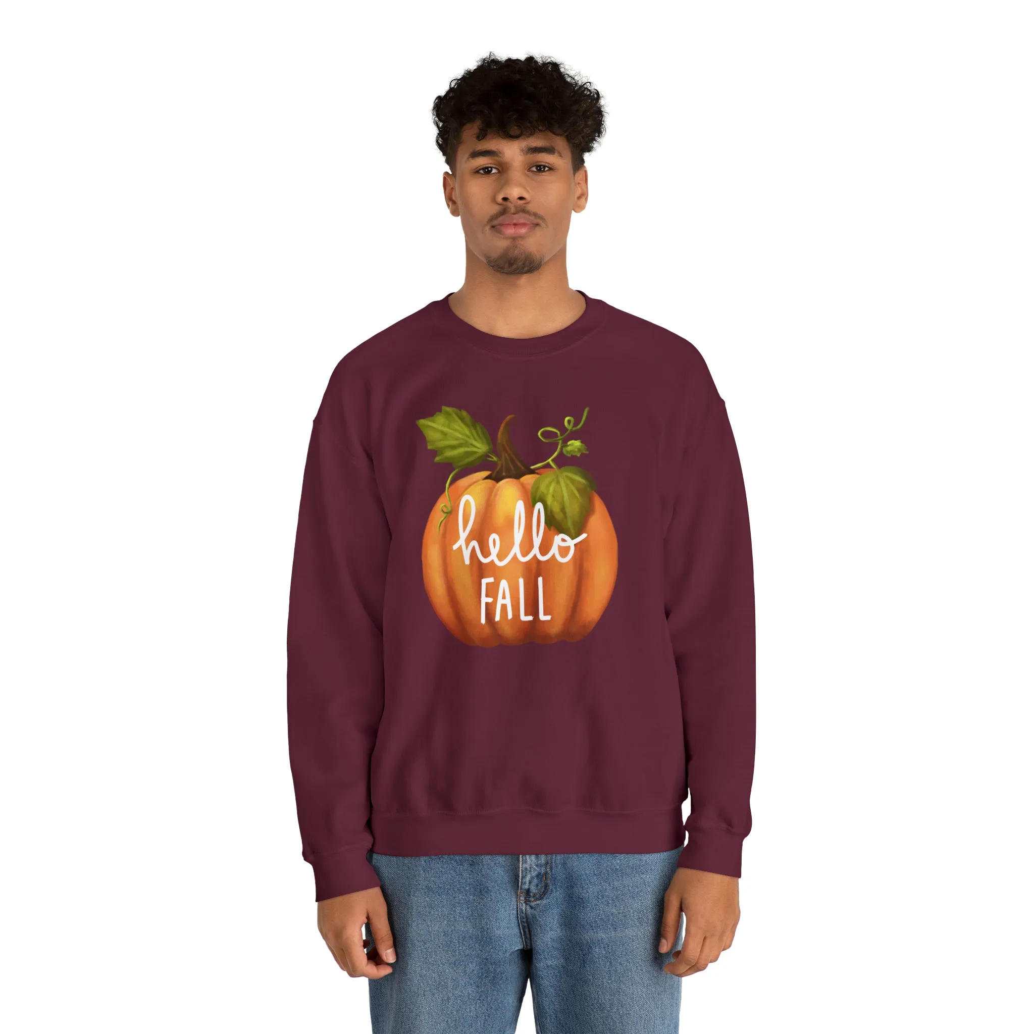 Hello Fall Sweatshirt, Autumn Pumpkin Shirt , Happy Pumpkin Sweatshirt, Womens Fall Season Shirt, Fall Unisex Heavy Blend
