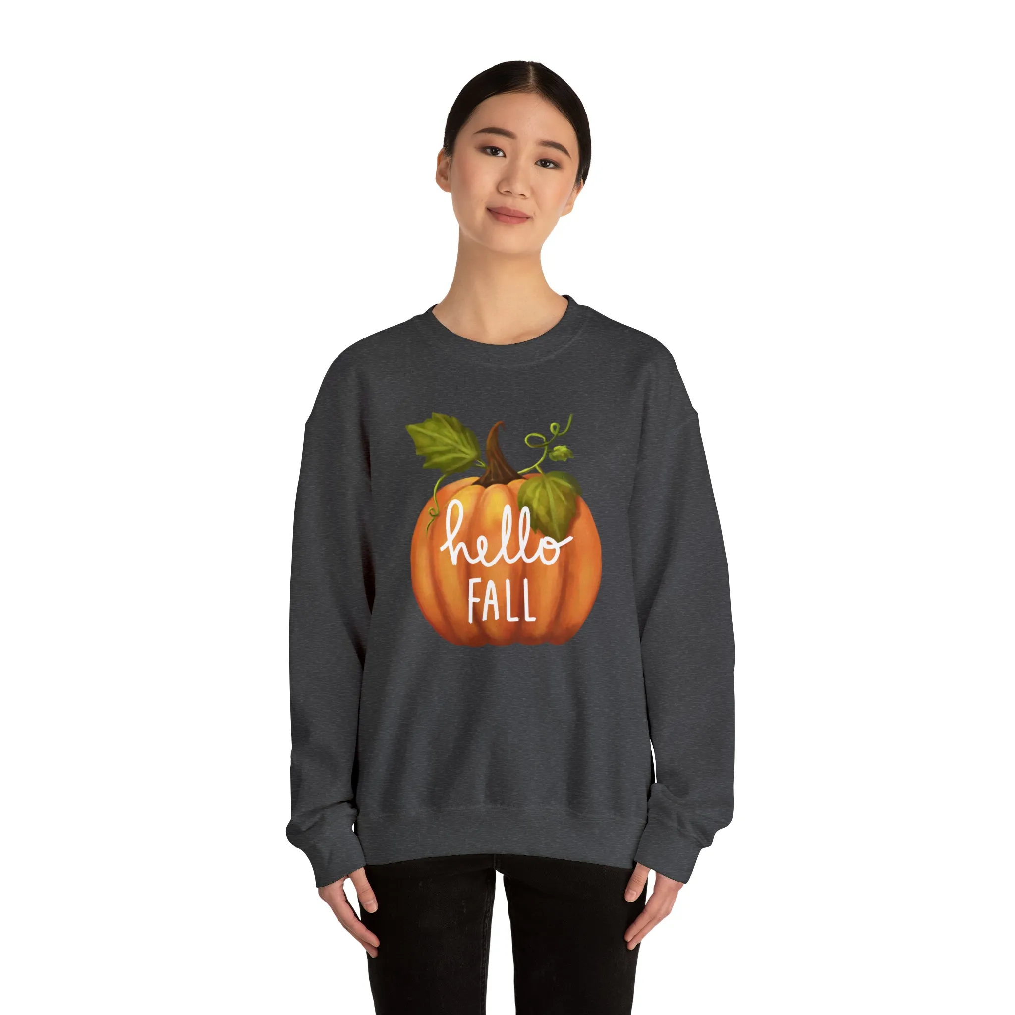 Hello Fall Sweatshirt, Autumn Pumpkin Shirt , Happy Pumpkin Sweatshirt, Womens Fall Season Shirt, Fall Unisex Heavy Blend