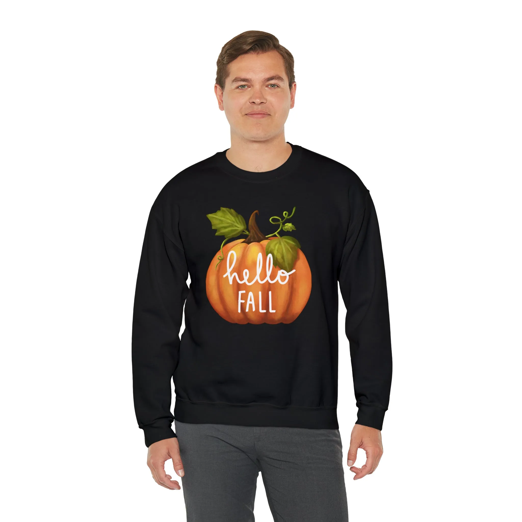Hello Fall Sweatshirt, Autumn Pumpkin Shirt , Happy Pumpkin Sweatshirt, Womens Fall Season Shirt, Fall Unisex Heavy Blend