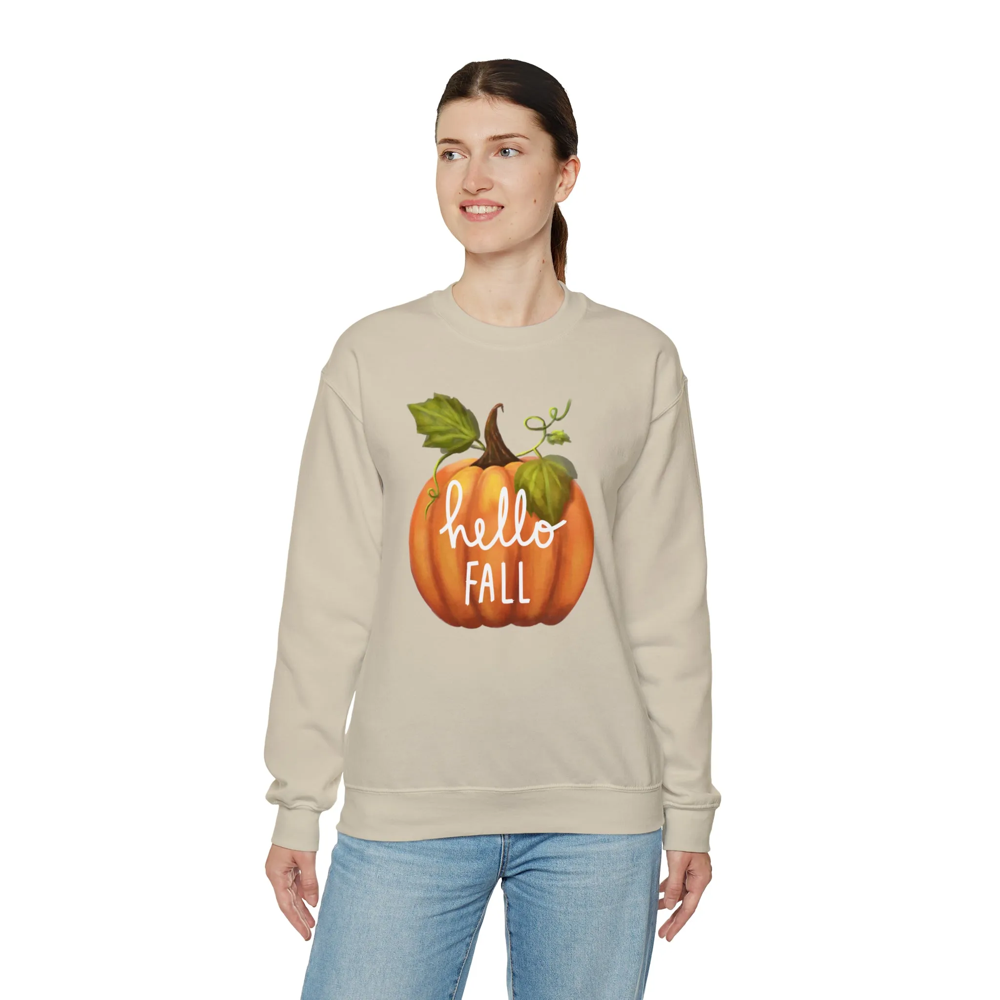 Hello Fall Sweatshirt, Autumn Pumpkin Shirt , Happy Pumpkin Sweatshirt, Womens Fall Season Shirt, Fall Unisex Heavy Blend