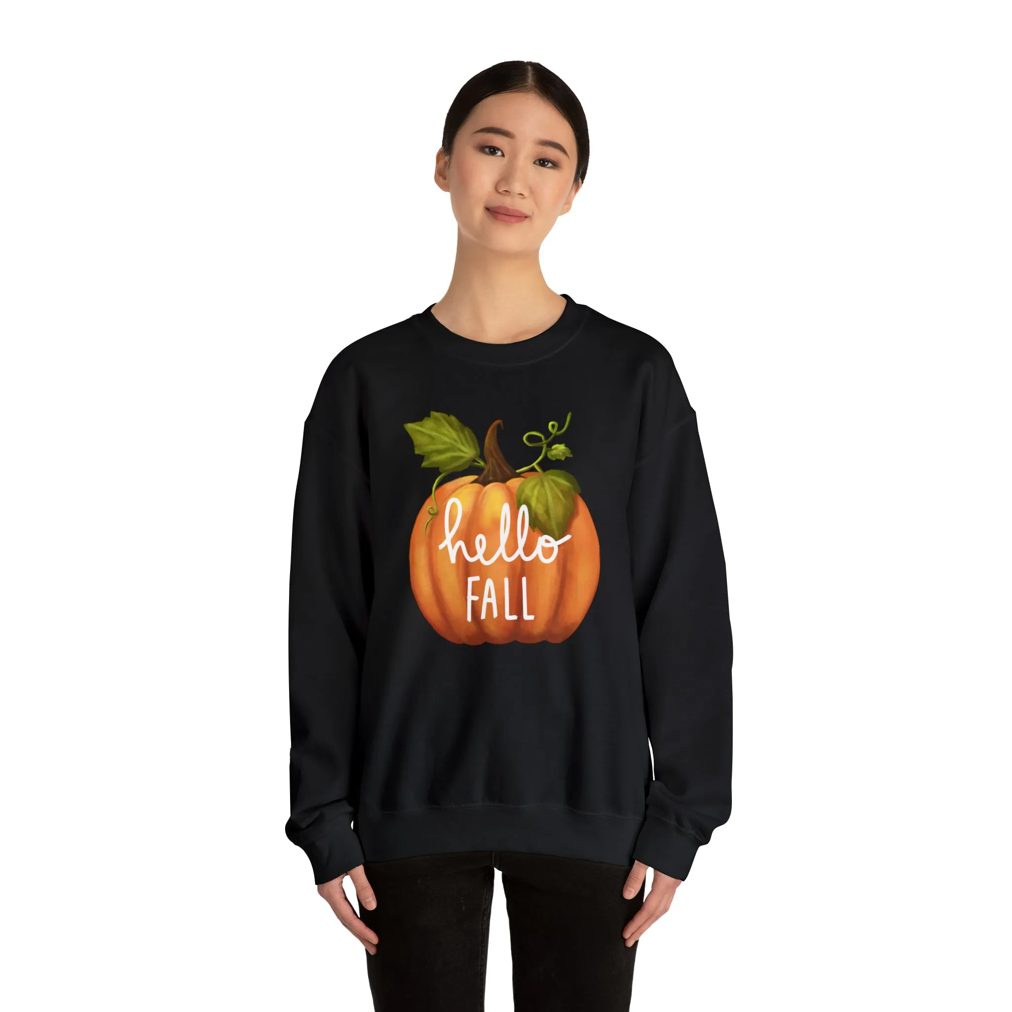 Hello Fall Sweatshirt, Autumn Pumpkin Shirt , Happy Pumpkin Sweatshirt, Womens Fall Season Shirt, Fall Unisex Heavy Blend