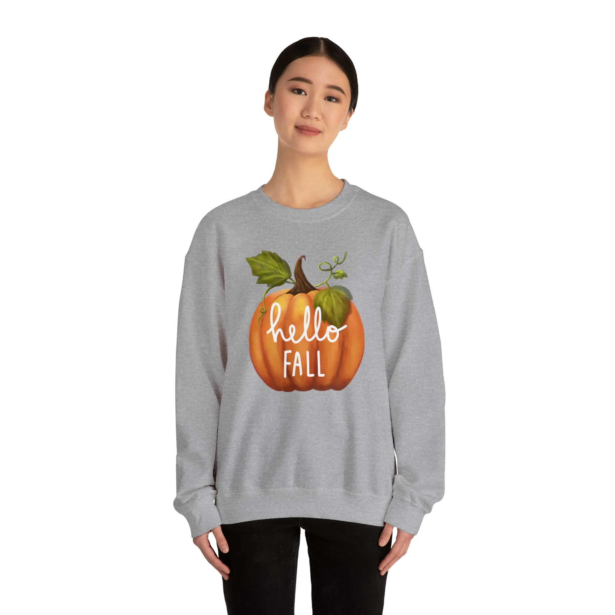 Hello Fall Sweatshirt, Autumn Pumpkin Shirt , Happy Pumpkin Sweatshirt, Womens Fall Season Shirt, Fall Unisex Heavy Blend