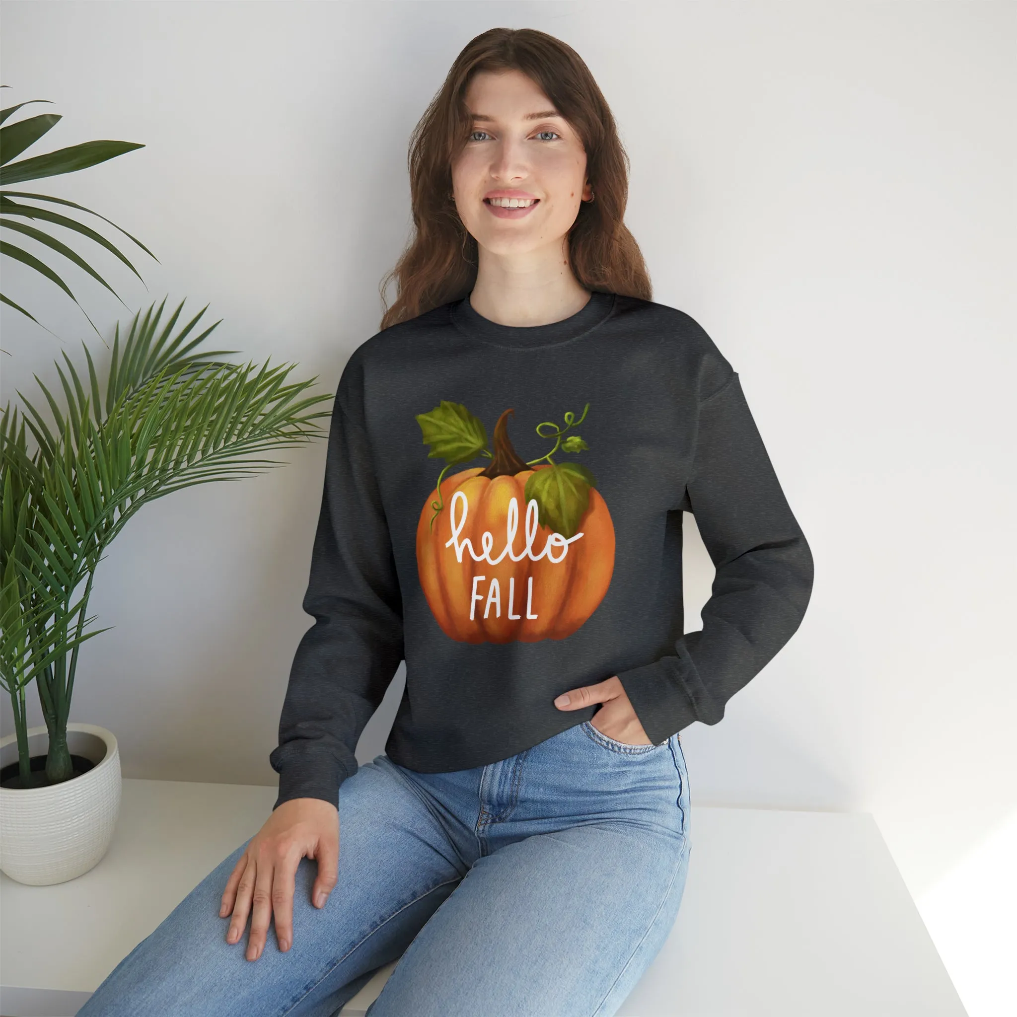 Hello Fall Sweatshirt, Autumn Pumpkin Shirt , Happy Pumpkin Sweatshirt, Womens Fall Season Shirt, Fall Unisex Heavy Blend